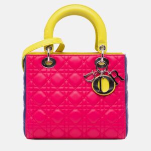 Dior Medium Cannage Lady Dior Pink Tricolor Lambskin Bag