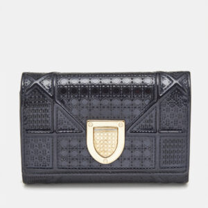 Dior Blue Patent Leather Diorama Trifold Compact Wallet