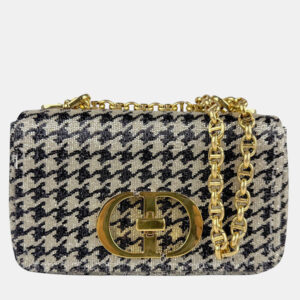 Dior Caro Beads Beige Black Shoulder Bag