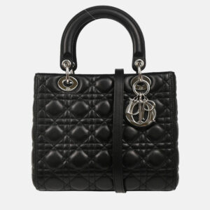 Christian Dior Lady Dior Black Lambskin Cannage Handbag
