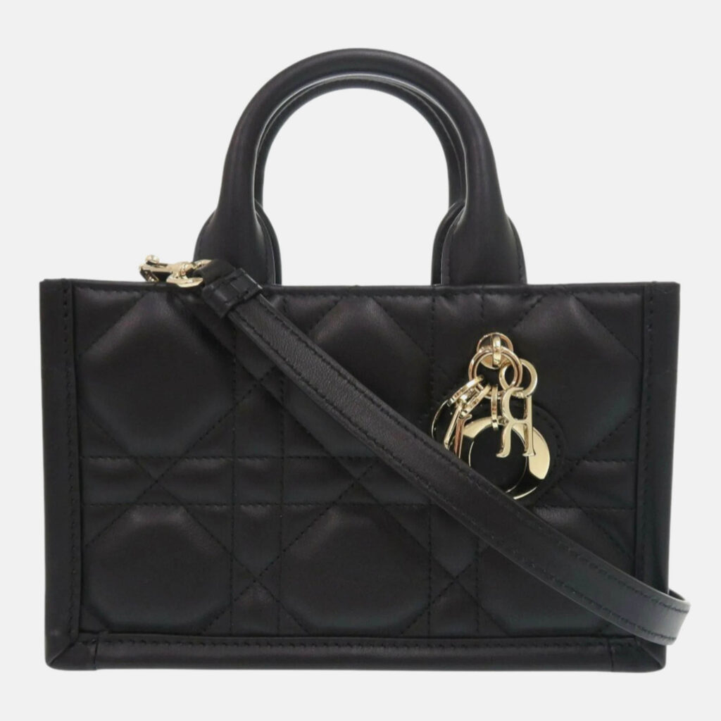 luxury-women-dior-used-handbags-p1170001-007 Christian Dior Book Tote Mini Macrocannage Calfskin Black Handbag