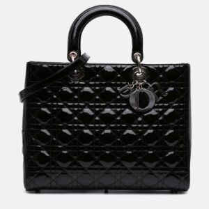 Dior Black Large Patent Cannage Lady Dior