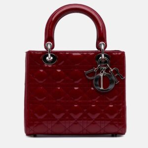Dior Red Medium Patent Cannage Lady Dior