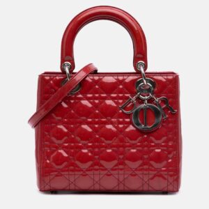 Dior Red Medium Patent Cannage Lady Dior