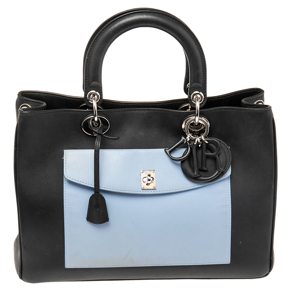 luxury-women-dior-used-handbags-p508222-005-1 Dior Tri Color Leather Diorissimo Pocket Tote