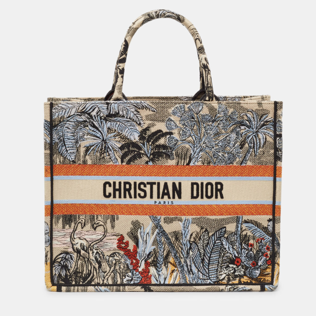 luxury-women-dior-used-handbags-p571035-007-2 Dior Multicolor Toile De Jouy Tropicalia Embroidered Canvas Large Book Tote