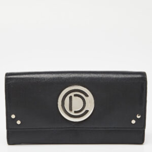 Dior Black Leather Flap Continental Wallet