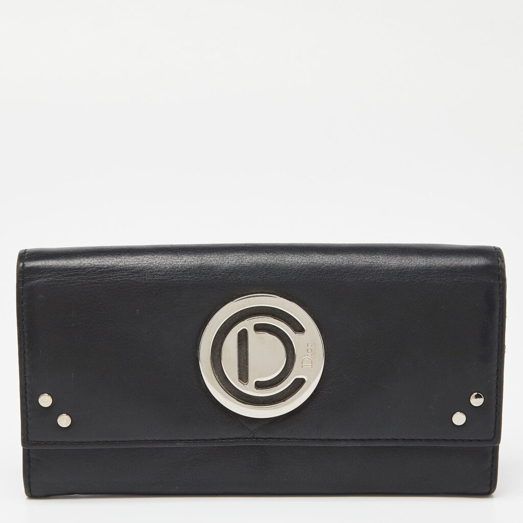 luxury-women-dior-used-handbags-p861222-007 Dior Black Leather Flap Continental Wallet
