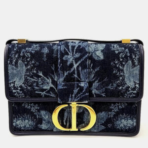 Christian Dior 30 Blue Canvas Montaigne Flowers Shoulder Bag