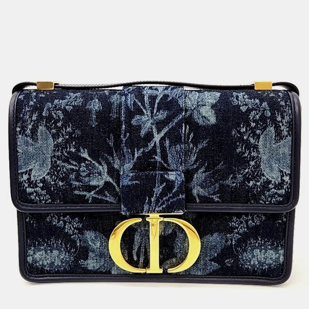 luxury-women-dior-used-handbags-p949682-001 Christian Dior 30 Blue Canvas Montaigne Flowers Shoulder Bag