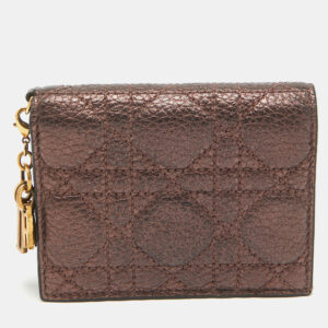 Dior Bronze Cannage Leather Lady Dior Flap Card Case