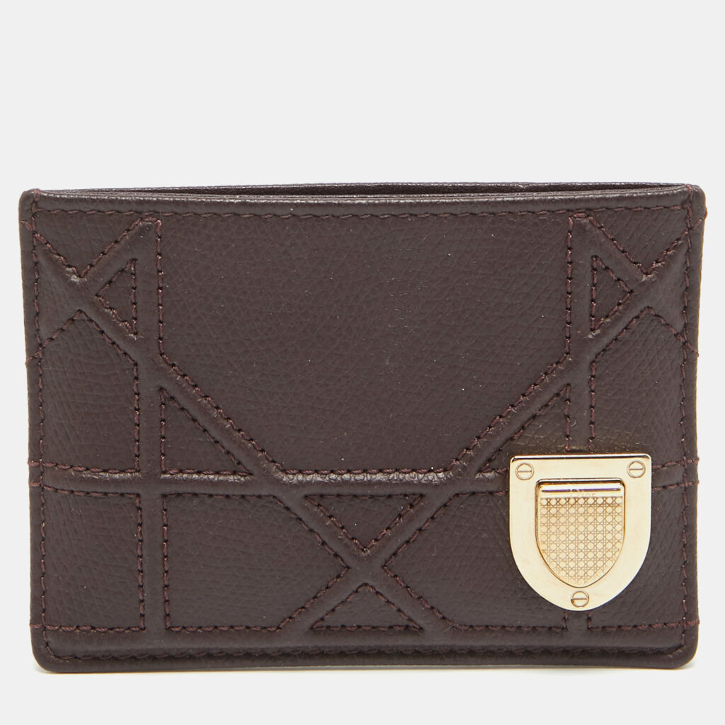 luxury-women-dior-used-handbags-p969309-008 Dior Burgundy Leather Diorama Card Holder
