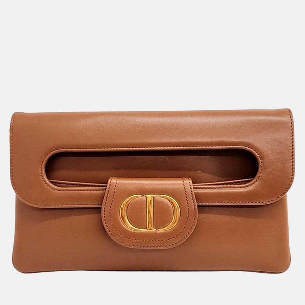 luxury-women-dior-used-handbags-p980238-012 Dior Brown Leather Medium Clutch Bag