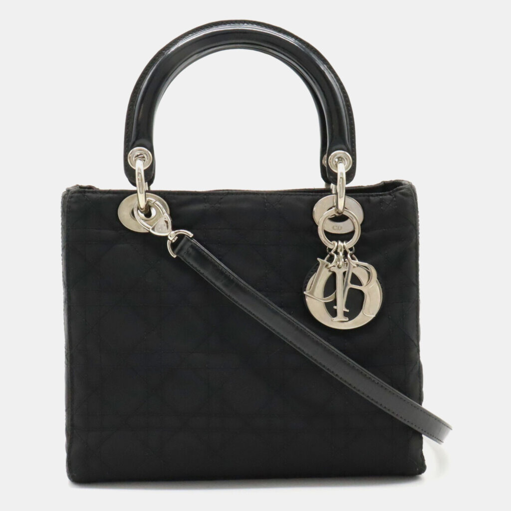 luxury-women-dior-used-handbags-p981097-008 Dior Black Nylon Medium Lady Dior Tote Bag