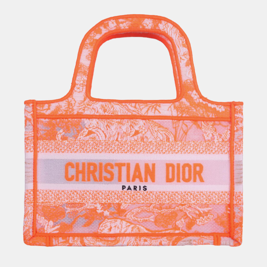 luxury-women-dior-used-handbags-p982125-002 Dior Neon Orange Canvas Mini Book Tote Bag