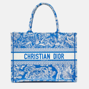 Dior Blue/White Embroidered Canvas Medium Toile de Jouy Book Tote
