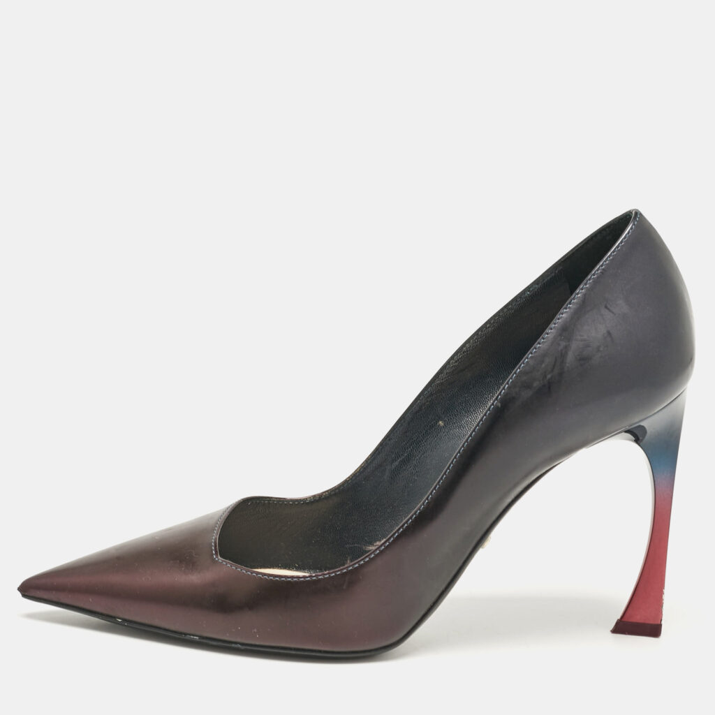 luxury-women-dior-used-shoes-p1054748-010 Dior Purple/Black Patent Leather Pointed Toe Pumps Size 36