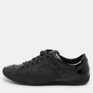 Dior Black Leather and Patent Leather Low Top Sneakers Size 36.5