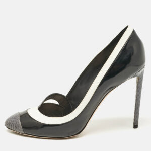 Dior Tricolo Leather and Python Leather Pointed Toe Pumps Size 42