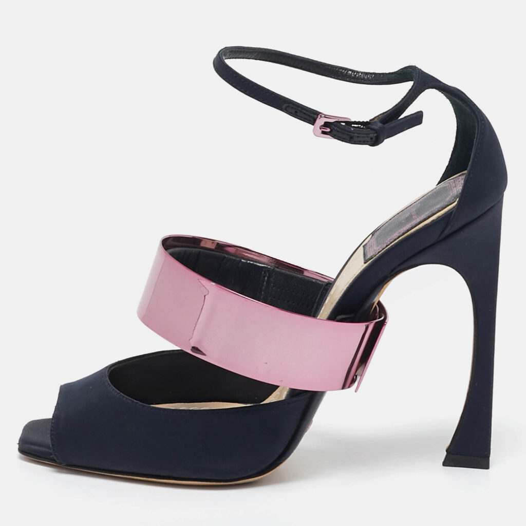 luxury-women-dior-used-shoes-p1099561-011 Dior Black Satin Ankle Strap Sandals Size 37