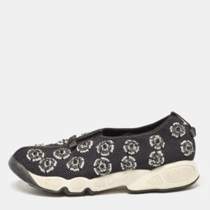 Dior Black Mesh Embellished Fusion Sneakers Size 38