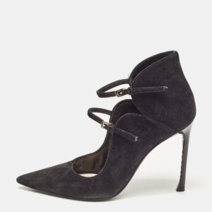 Dior Black Suede and Patent Leather Petale Pumps Size 37.5