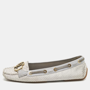 Dior Purple/Cream Python Embossed Leather CD Logo Loafers Size 40