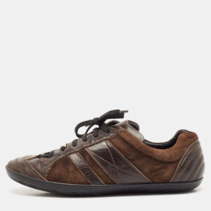 Dior Brown  Leather and Suede Low Top Sneakers Size 38