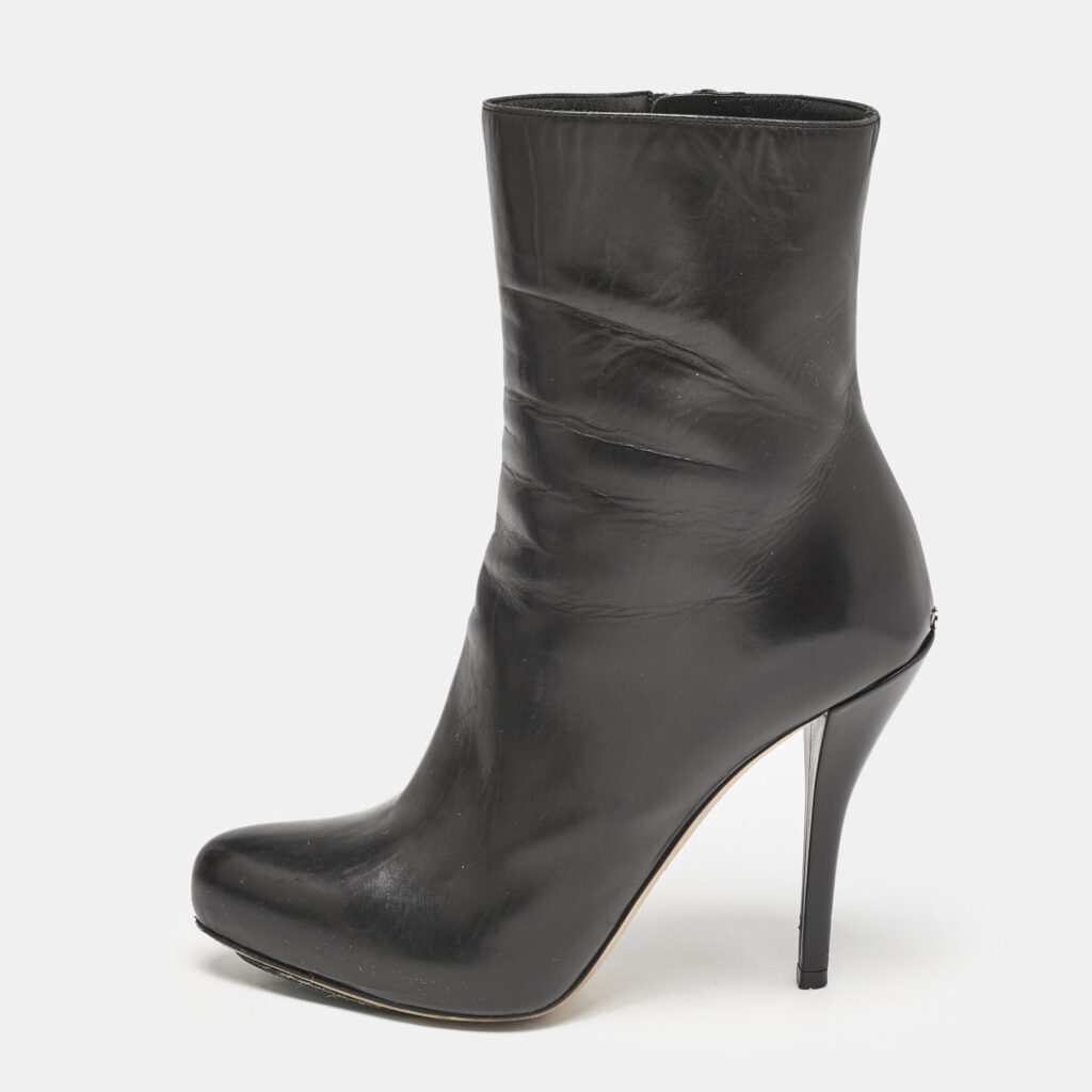 luxury-women-dior-used-shoes-p1145293-002 Dior Black Leather Zipped Ankle Length Boots Size 36