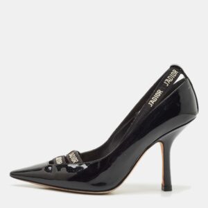 Dior Black Patent Leather J'adior Ribbon Pointed Toe Pumps Size 36.5