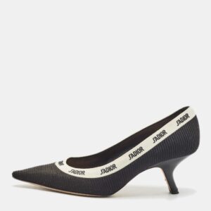 Dior Black Technical Fabric J'Adior Embroidered Pointed Toe Pumps Size 41