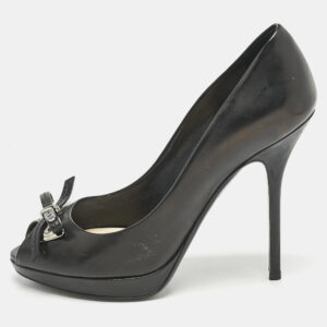 Dior Black Leather Dandy Peep Toe Pumps Size 38