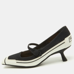 dior black/white fabric and rubber d-motion mary jane pumps size 36