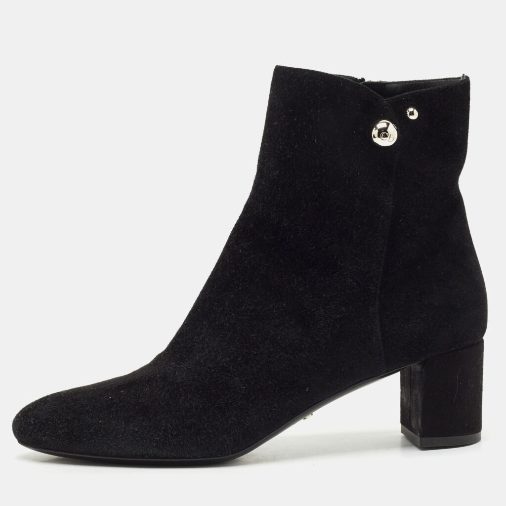 Dior Black Suede Zipped Ankle Length Boots Size 40