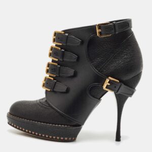 Dior Brown Leather Cavaliere Platform Ankle Boots Size 37
