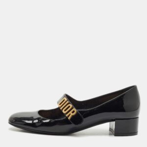 Dior Black Patent Leather Baby-D Mary Jane Pumps Size 37