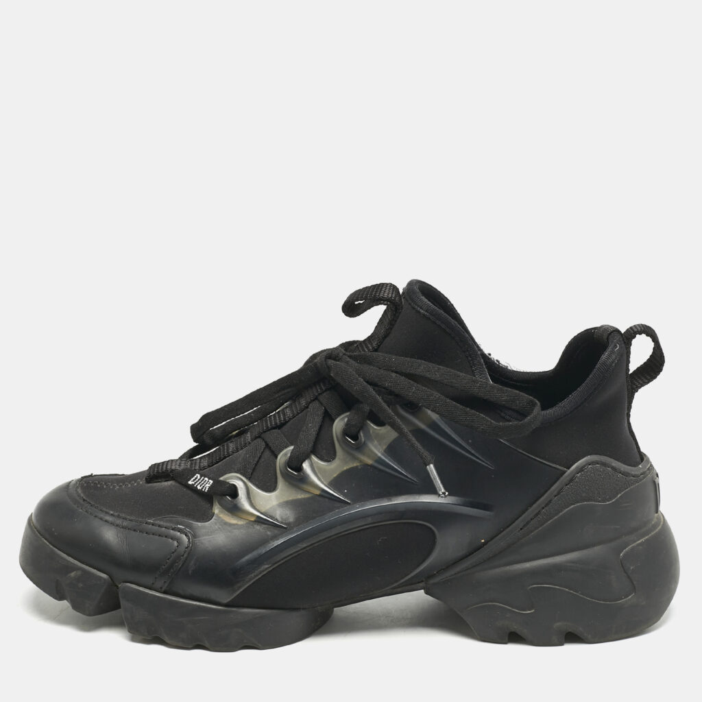 Dior Black Leather and Neoprene D-Connect Sneakers Size 37