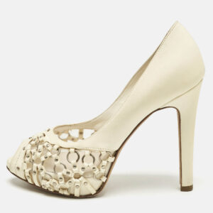 Dolce & Gabbana Multicolor Canvas Crystal Embellished Slingback Pumps Size 40
