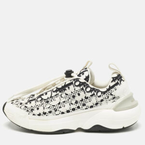 Dior White/Black Oblique Cannage Leather and Rubber B24 Low Top Sneakers Size 36.5