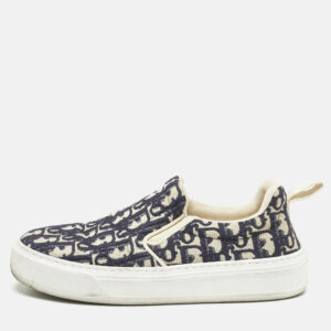 Dior Navy Blue Oblique Canvas Solar Slip On Sneakers Size 37