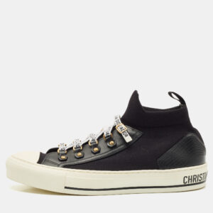 Dior Black Technical Knit Fabric and Leather Walk'n'Dior Sneakers Size 41.5