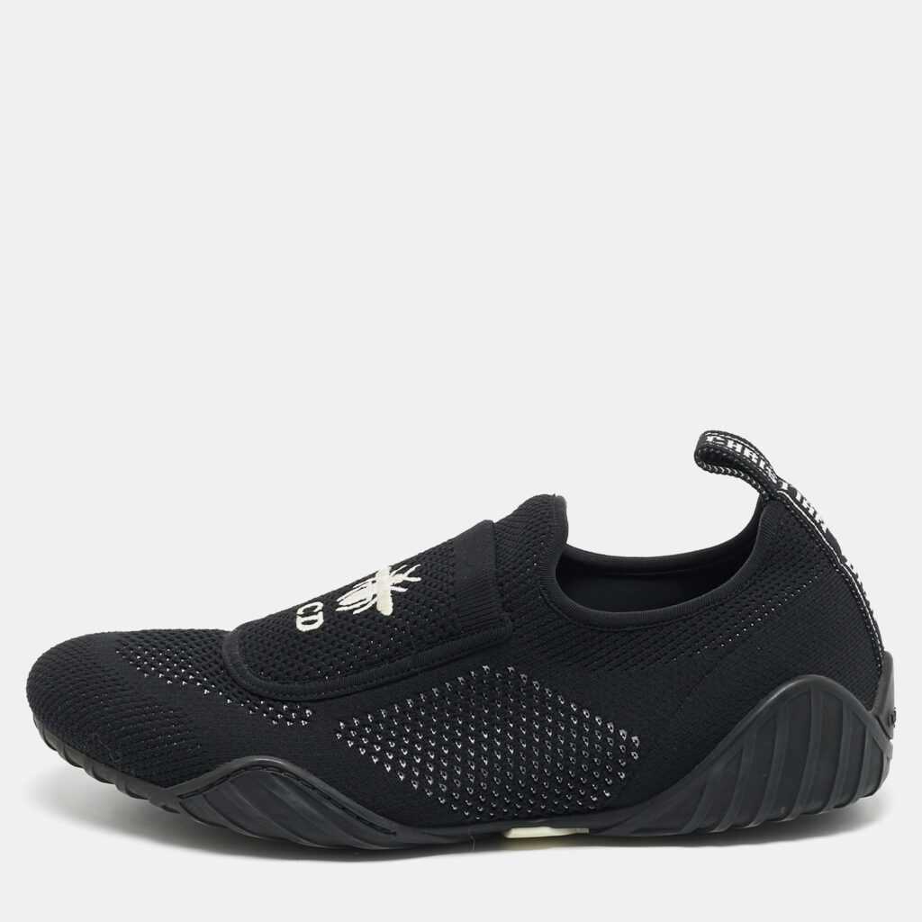 luxury-women-dior-used-shoes-p1166431-003 Dior Black Knit Fabric D-Fence Low Top Sneakers Size 38.5