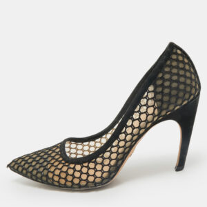 Dior Black/Beige Lace and Mesh Pointed Toe Pumps Size 38