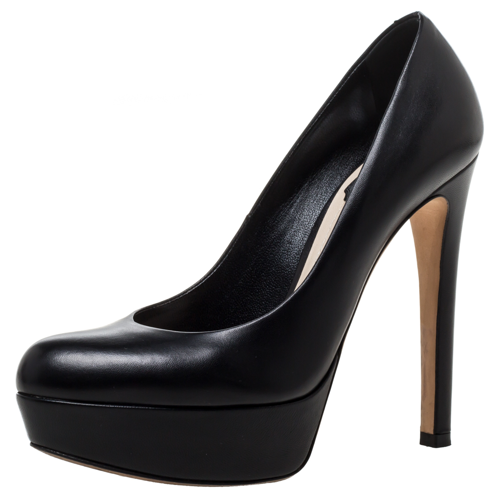 luxury-women-dior-used-shoes-p327706-007-2 Dior Black Leather Platform Pumps Size 36
