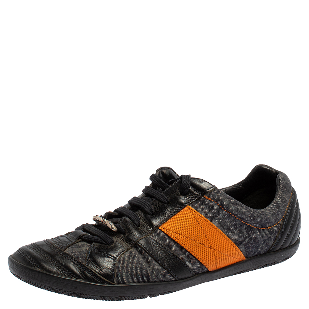 Dior Multicolor Leather And Monogram Canvas Lace Up Sneakers Size 38