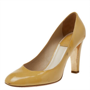 Dior Yellow Patent Leather Round Toe Pumps Size 37