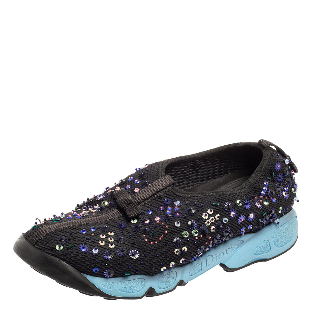 luxury-women-dior-used-shoes-p604060-005 Dior Black Mesh Fusion Sneakers Size 37.5
