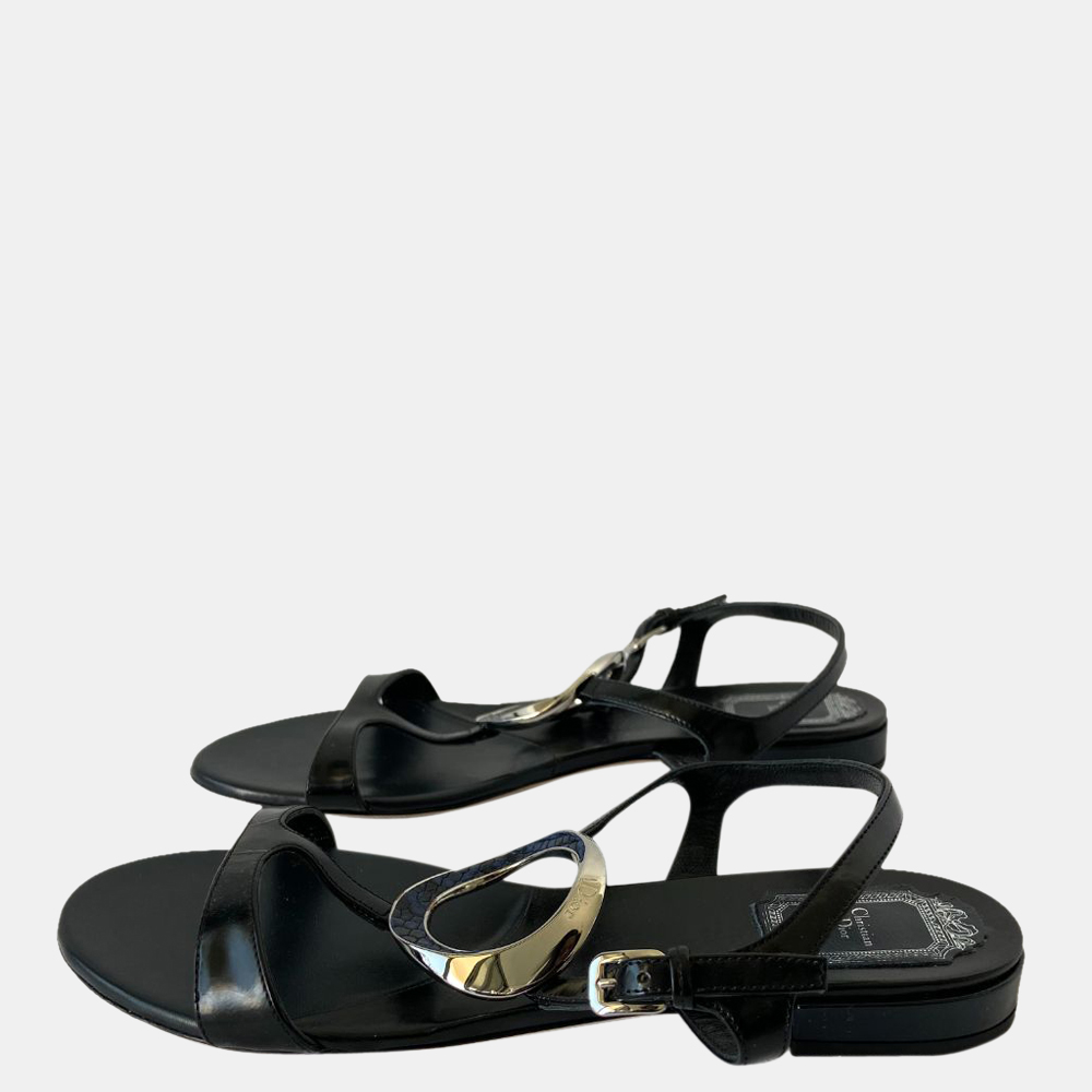 luxury-women-dior-used-shoes-p622044-012-1 Dior Black Leather Python Sandals EU 39