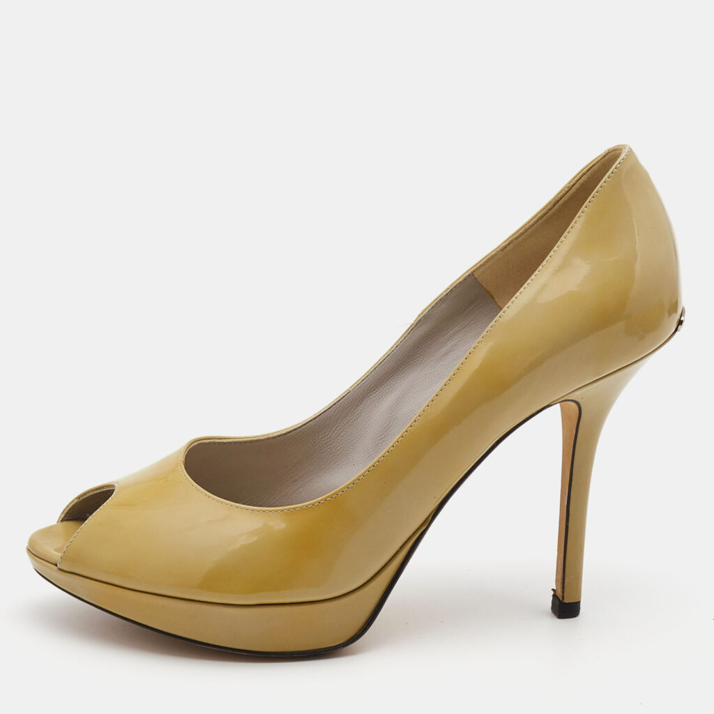 luxury-women-dior-used-shoes-p833764-013 Dior Olive Green Patent Leather Miss Dior Pumps Size 37