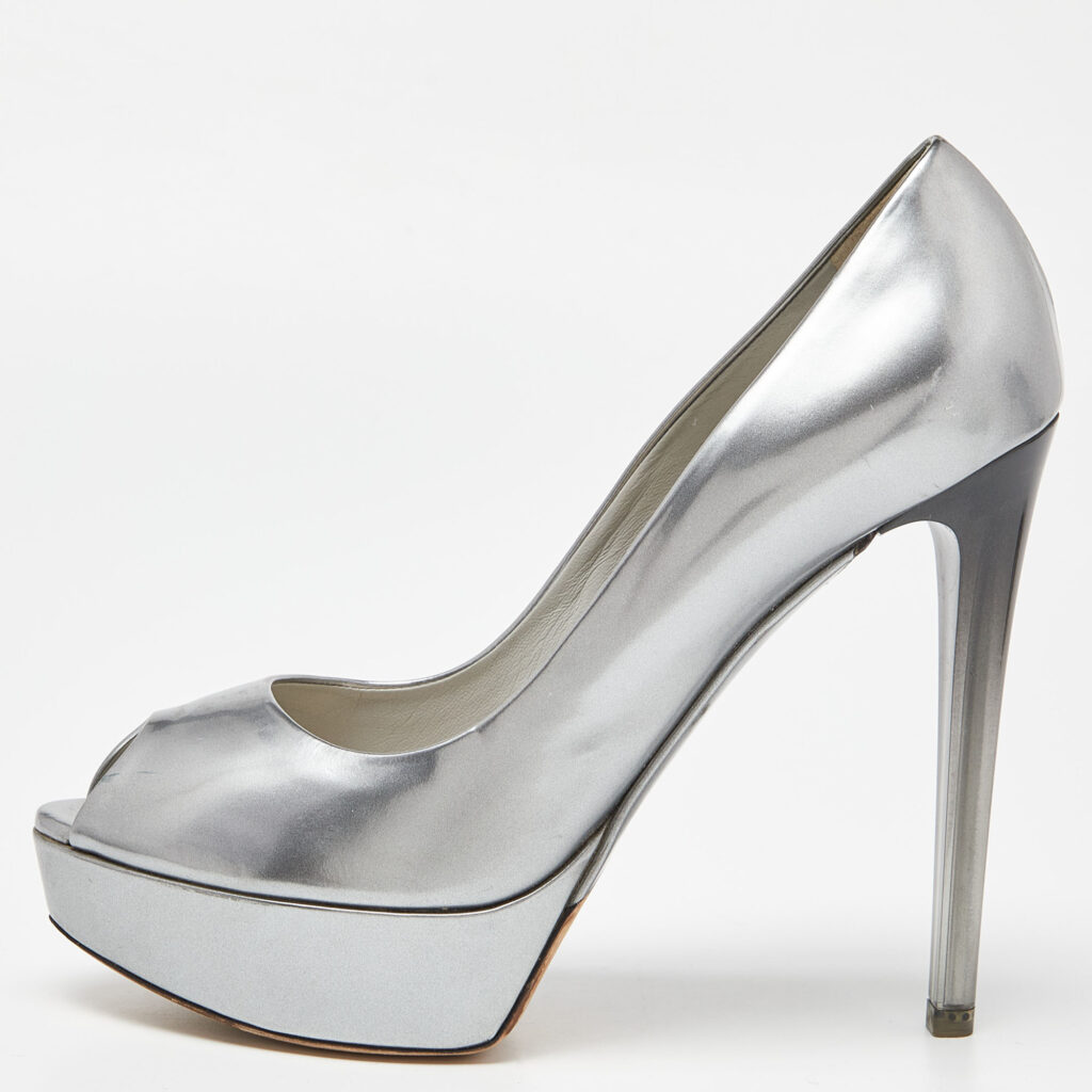 Dior Silver Patent Leather Miss Dior Pumps Size 40